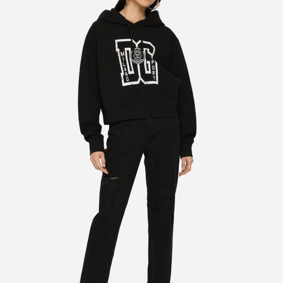 Dolce and Gabbana Black Cropped Sweatshirt SZ L - Picture 13 of 13